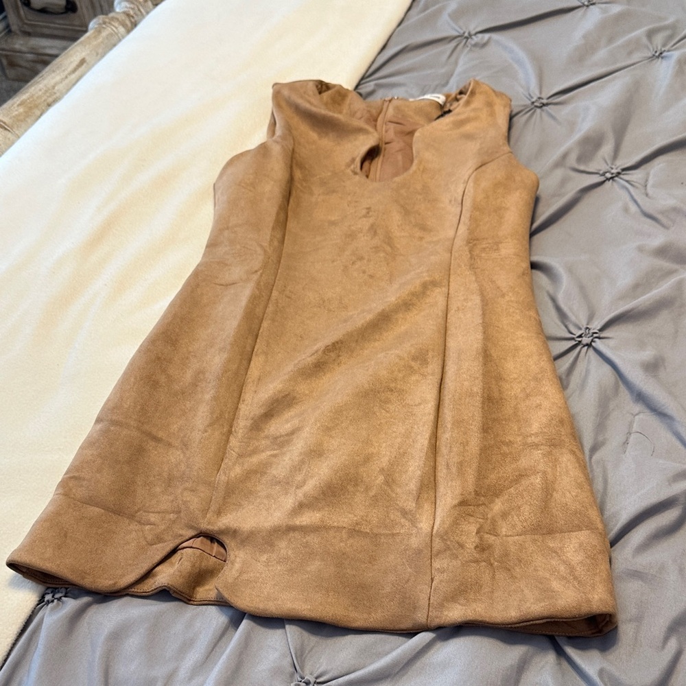 Suede-Look Camel Dress